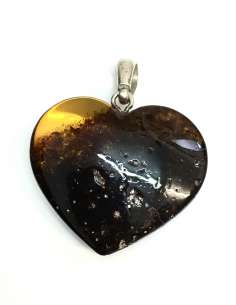 Colgante de Ámbar y Plata de Ley 925 corazón