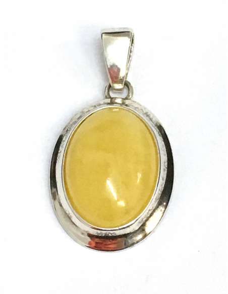 Colgante de Ámbar del Báltico Color Miel en Plata de Ley 925