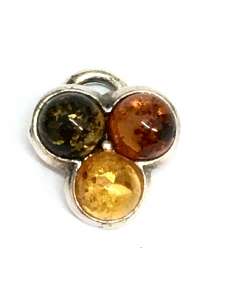 Colgante de Ámbar del Báltico Multicolor en Plata de Ley 925