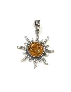 Colgante de Ámbar y en Plata de Ley sol
