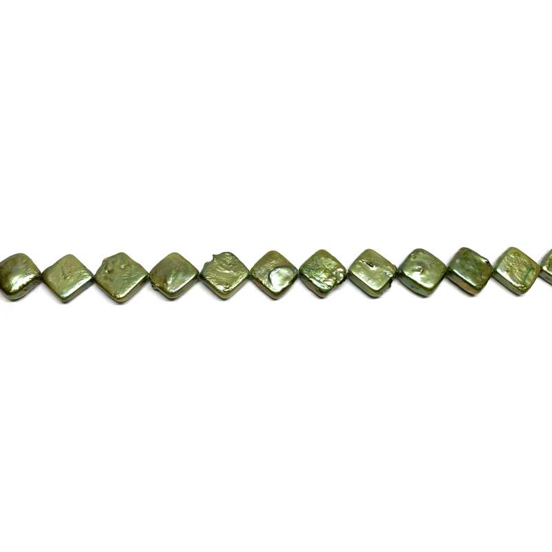 Perlas verde militar Rombo 14mm