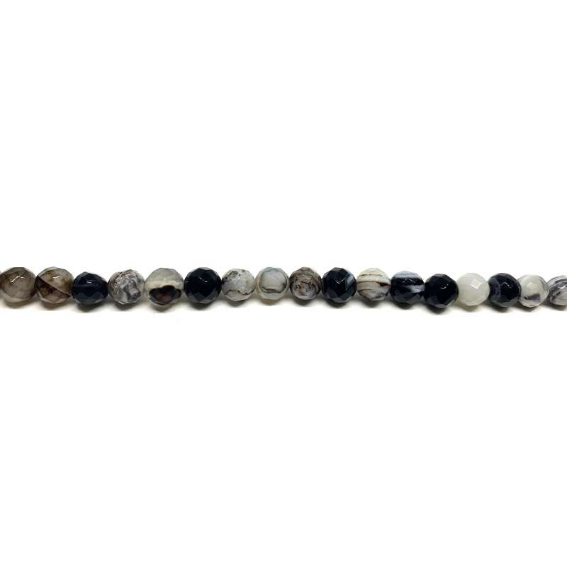 Ágata Negra - Marrón Veteada 8mm facetada