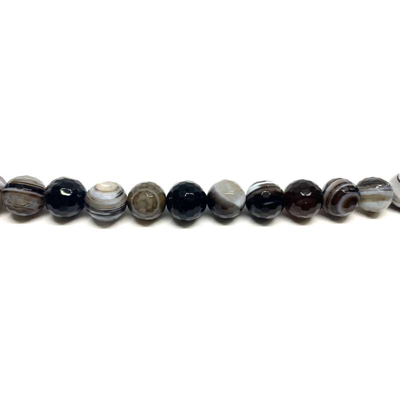 Ágata Negra - Marrón Veteada 14mm facetada