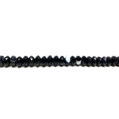 Ágata Negra Veteada Rondel 10x6mm facetada