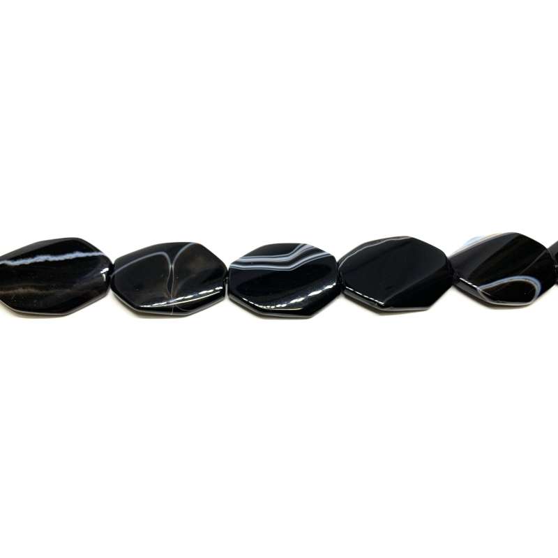 Ágata Negra Veteada Octágono "S" 20x35mm
