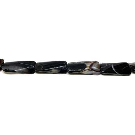 Ágata Negra Veteada Rectángulo "S" 17x40mm